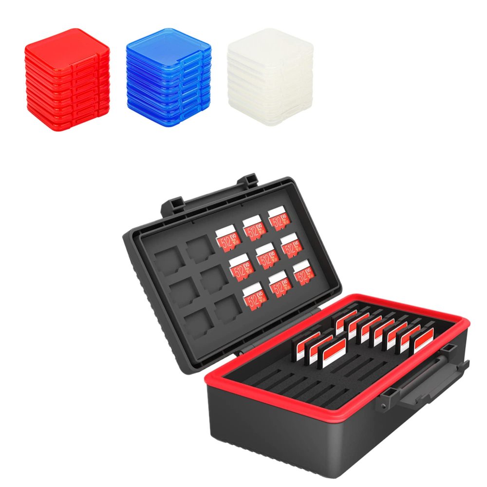 36 Slots Memory Card Holder + 24pcs Clear SD Card Case: Camera Memory Card Holder with Clear Plastic SD Card Case
