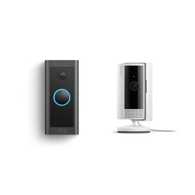 All-new Ring Indoor Cam, White with Ring Video Doorbell Wired