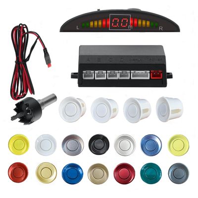 SANDETOUN Parking Sensor Kit Backup Sensor Kit Reverse Sensor for Car 18 Color Options for Probes Adjustable Alarm Volume Professional Sensore de Reversa para Carro Safe Driving AssistantWhite