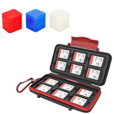 12 Slots Memory Card Holder + 24pcs Clear SD Card Case: Camera Memory Card Holder with Clear Plastic SD Card Case