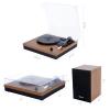 Vosterio Bluetooth Record Player, 3-Speed Belt-Driven Turntable with Bluetooth Input& Output, Aux-in, Two 15W External Speakers, Retro Vinyl Player, Walnut view 2