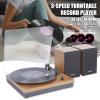 Vosterio Bluetooth Record Player, 3-Speed Belt-Driven Turntable with Bluetooth Input& Output, Aux-in, Two 15W External Speakers, Retro Vinyl Player, Walnut view 3