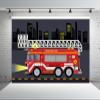 BELECO 9x6ft Fabric Firetruck Backdrop City Night View Cartoon Fire Truck Fire-Rescue Boys Fireman Birthday Background Firetruck Party Decorations Cake Table Decor Banner Kids Firefighter Photo Props view 4