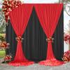 10ft x 10ft Wrinkle Free Backdrop Curtain Red&Black Backdrop Curtain for Parties, Polyester Photography Backdrop Drapes for Birthday Party Graduation Decoration view 3