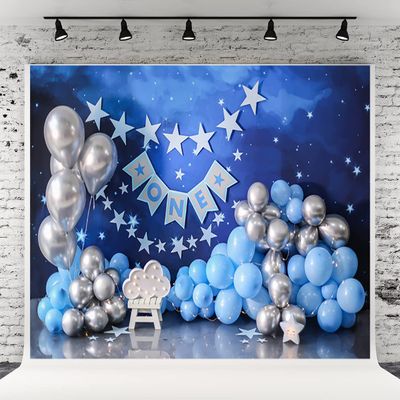 10x10ft Birthday Backdrop 1st Birthday Photography Background Blue Starry Sky Balloon Twinkle Twinkle Little Stars Photography Backdrop