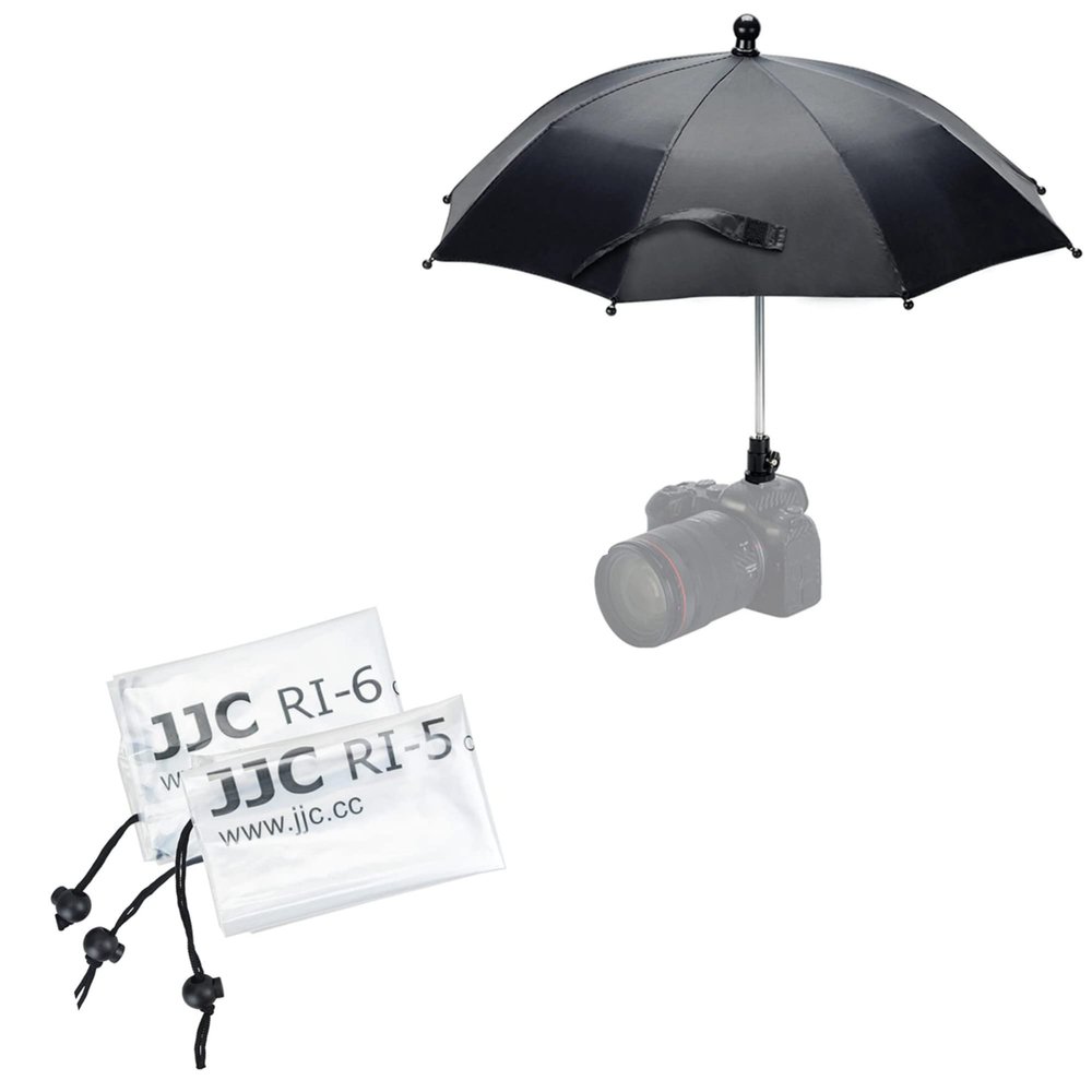 2PCS Camera Rain Cover + Camera Rain UmbrellaCamera Lens Rain Cover Raincoat Clear Sleeve with DSLR Mirrorless Camera Hot Shoe Umbrella