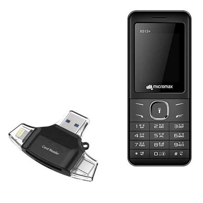 BoxWave Smart Gadget Compatible with Micromax X513+ - AllReader SD Card Reader, microSD Card Reader SD Compact USB - Jet Black