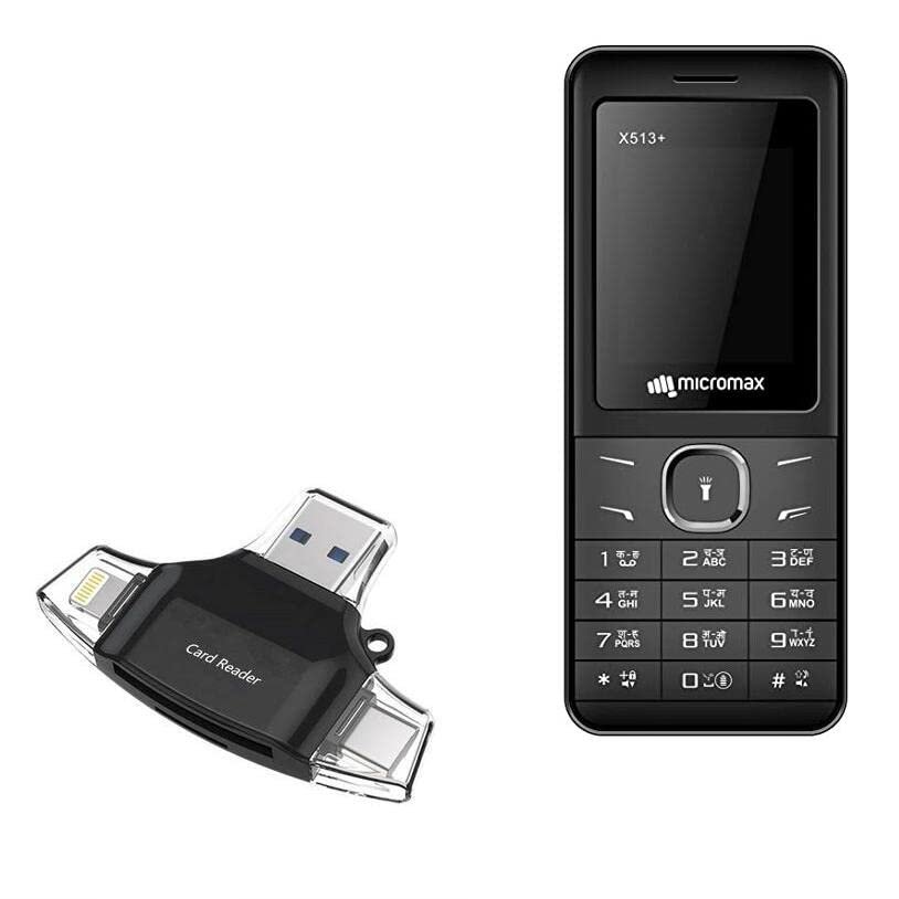 BoxWave Smart Gadget Compatible with Micromax X513+ - AllReader SD Card Reader, microSD Card Reader SD Compact USB - Jet Black