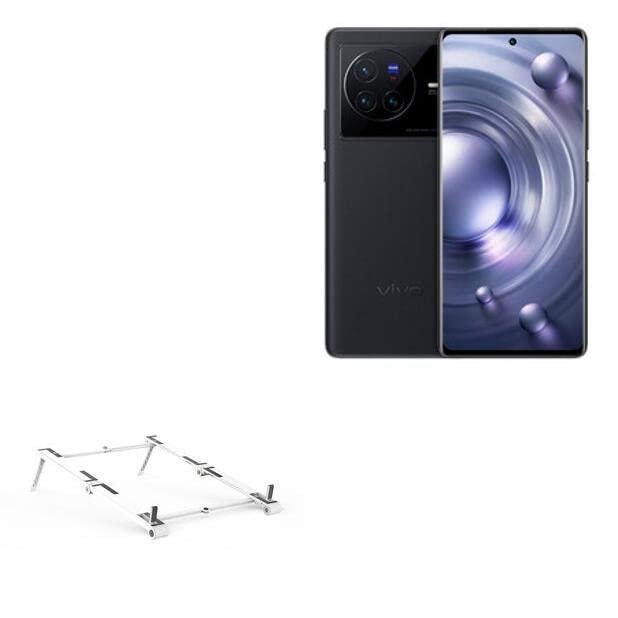 BoxWave Stand and Mount Compatible with vivo X80 Pro - Pocket Aluminum Stand 3-in-1, Portable Multi Angle Viewing Riser - Metallic Silver