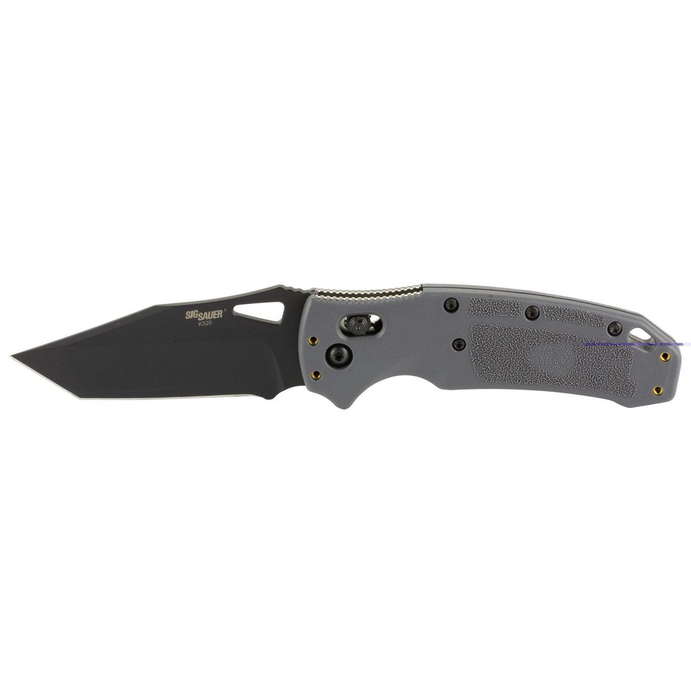 SIG Sauer by Hogue K320 Tactical ABLE Lock Folding Knife 3.5" S30V Black Cerakote Tanto Plain Blade, Gray Polymer Handles, AXIS/Crossbar Lock - 36362