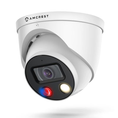 Amcrest UltraHD 4K (8MP) IP POE AI Camera, 4K @30fps, 98ft Night Color Vision F1.0, Security Outdoor Turret Camera, Vehicle & Human Detection, Active Deterrents, Two-Way Audio, IP8M-DT3949EW-3AI