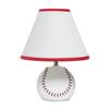 Simple Designs LT1080-BSB SportsLite 11.5" Tall Athletic Sports Baseball Ceramic Bedside Table Desk Lamp w White Empire Fabric Shade w Red Trim for Kids' Room, Nursery, Bedroom, Game room, Mancave view 1
