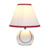 Simple Designs LT1080-BSB SportsLite 11.5" Tall Athletic Sports Baseball Ceramic Bedside Table Desk Lamp w White Empire Fabric Shade w Red Trim for Kids' Room, Nursery, Bedroom, Game room, Mancave view 2