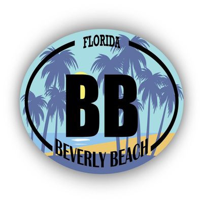 BB Beverly Beach Florida | Beach Landmark Stickers | Ocean, Sea, Lake, Sand, Surfing, Paddleboarding | Perfect for Cars, Windows, laptops, flasks, Water Bottles, Luggage