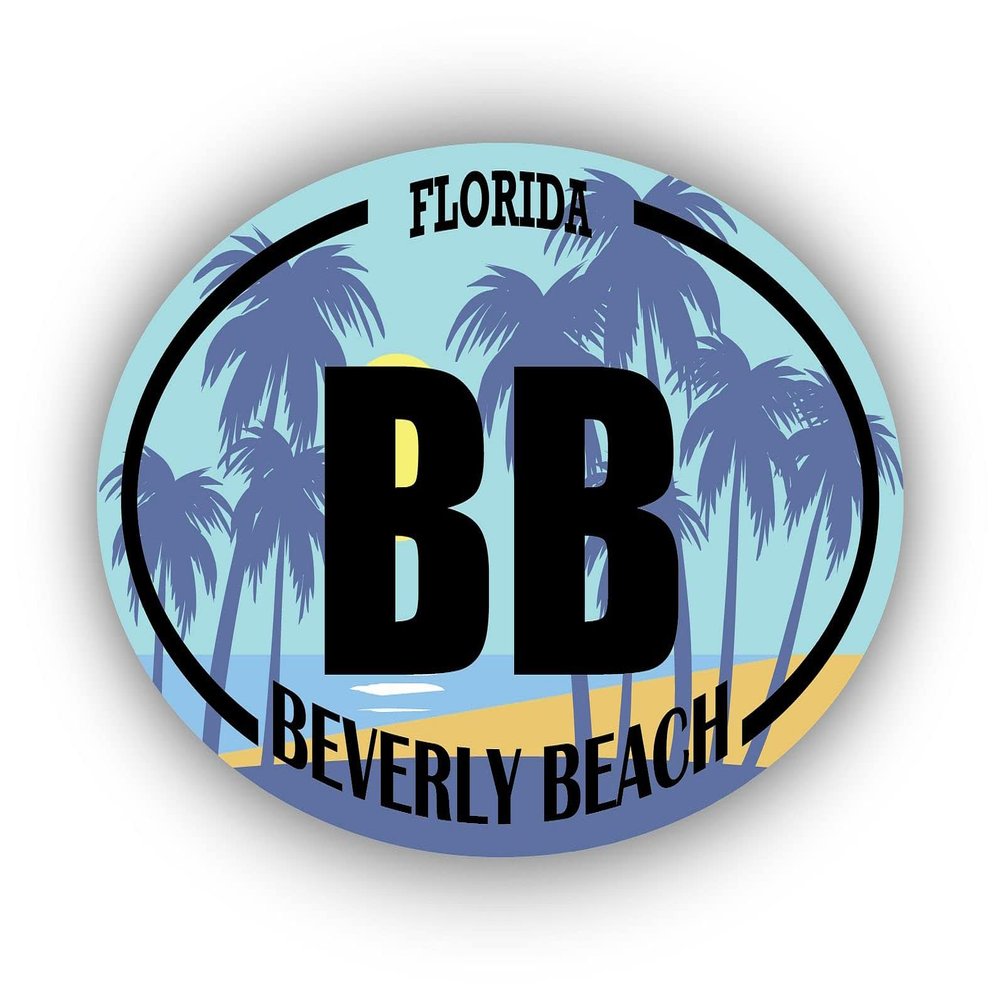 BB Beverly Beach Florida | Beach Landmark Stickers | Ocean, Sea, Lake, Sand, Surfing, Paddleboarding | Perfect for Cars, Windows, laptops, flasks, Water Bottles, Luggage