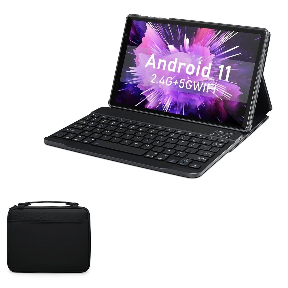 BoxWave Case Compatible with MEBERRY Android 11 Tablet M7 (10.1 in) - Hard Shell Briefcase, Slim Messenger Bag Briefcase Cover Side Pockets - Jet Black