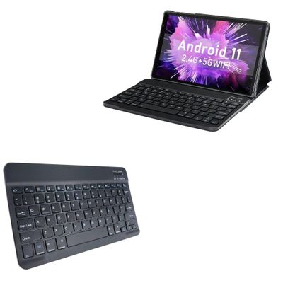 BoxWave Keyboard Compatible with MEBERRY Android 11 Tablet M7 (10.1 in) - SlimKeys Bluetooth Keyboard, Portable Thin with Chiclet-Style Keys - Jet Black