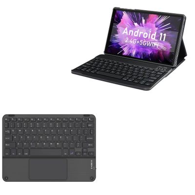 BoxWave Keyboard Compatible with MEBERRY Android 11 Tablet M7 (10.1 in) - SlimKeys Bluetooth Keyboard with Trackpad, Portable Slim TouchPad - Jet Black