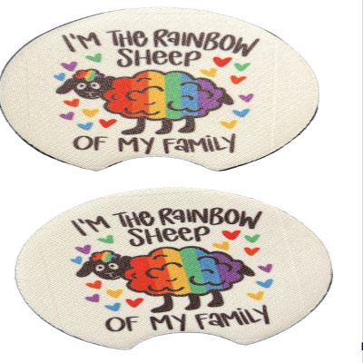 Im The Rainbow Sheep Of My Family Car Cup Holder Coasters Set Of 2 New