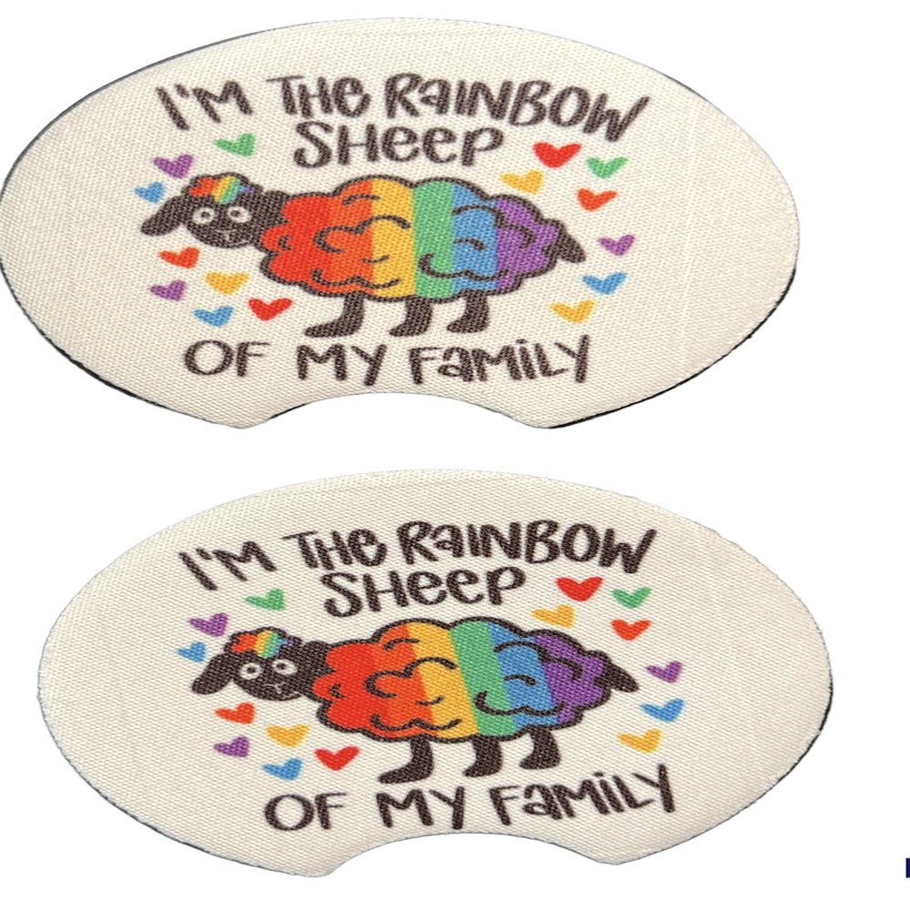 Im The Rainbow Sheep Of My Family Car Cup Holder Coasters Set Of 2 New