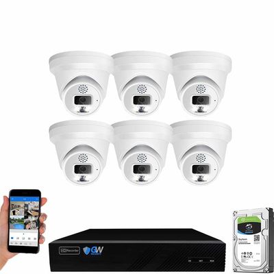 GW Security 8 Channel 8MP Fulltime Color Night Vision 4K NVR Security Camera System with 6 UltraHD 4K IP Two-Way Audio Outdoor/Indoor Smart AI Human Vehicle Detection PoE Dome Cameras