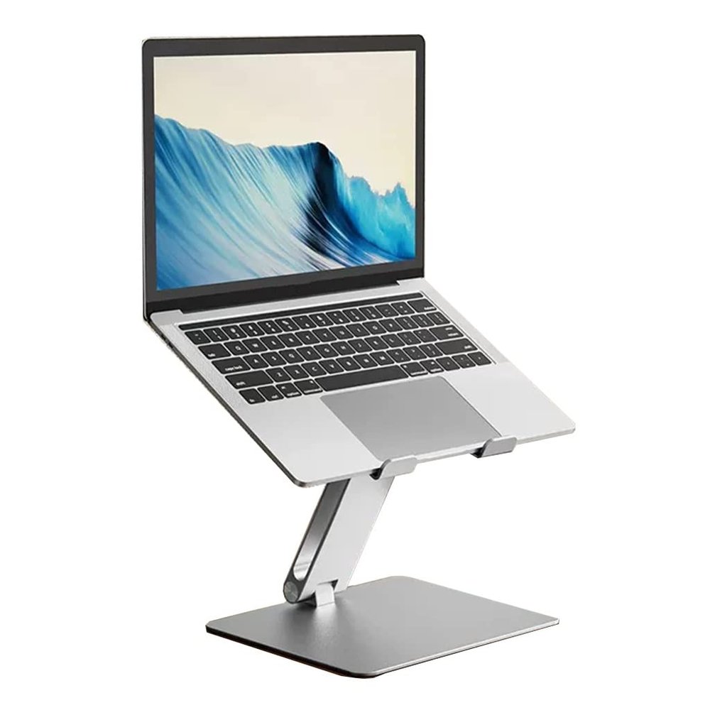 GIZNXBA Foldable Laptop Stand, Notebook Stand Adjustable, Ergonomic Computer Stand for Desk, Book Holder for Bed, Ventilated Aluminum Portable Laptop Riser Holder (Color : Silver)