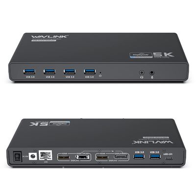WAVLINK Universal Laptop Docking Station Dual Monitor with 65W Power Delivery for Windows Mac M1/M2, Displaylink Dock, USB C/A to Dual HDMI/DisplayPort Adapter, Gigabit Ethernet, 6 USB 3.0, Audio/Mic