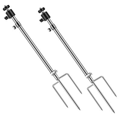 Adfitjo Trail Camera Stand Ground Mount, 360 Adjustable Universal Thread Connection 1/4''-20 (6 mm), Foldable Stainless Steel Bracket, for Hunting, Night Fishing Light, Solar Panels, etc.2 Pack