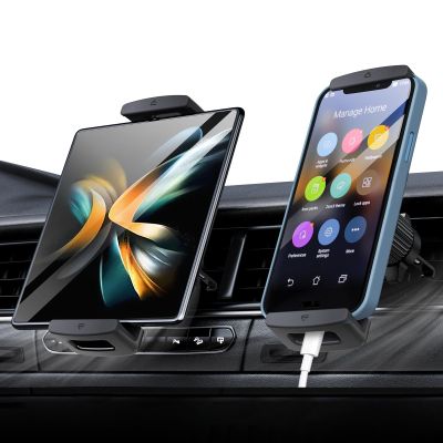 xuenair Z Fold 5 Car Mount, [360 Rotatable& Firmly Grip & Never Fall Off] Vent Tablet Mount for Car, iPad mini Car Mount for Samsung Z Fold 7 6 5 4 3 2 iPhone 16 Google Motorola LTC