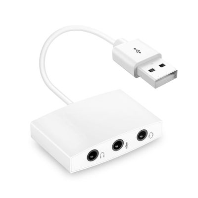 USB Audio Adapter External Sound Card,3 Port Stereo Sound Card Converter with 3.5mm Jack Headphone and Microphone for PC Laptop Desktop