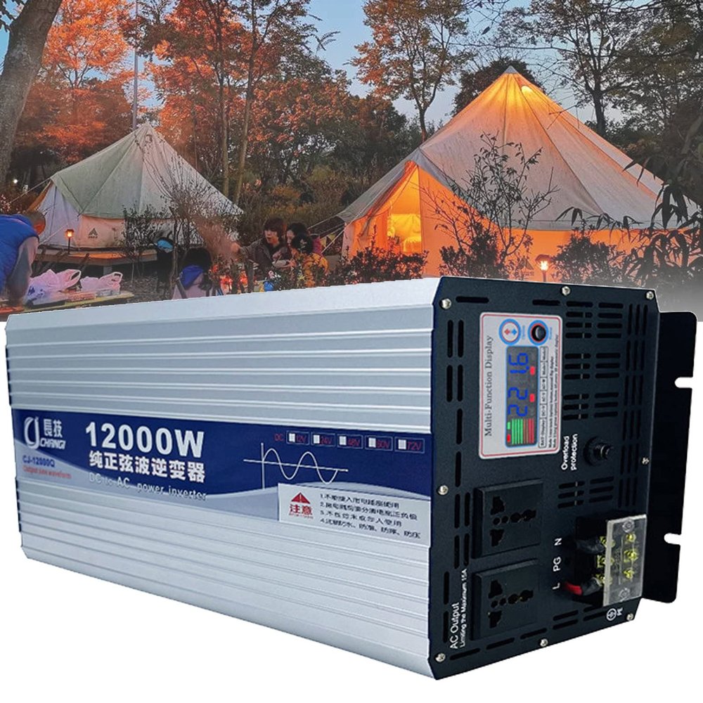 ELOMAS Pure Sine Wave Inverter,6000W 8000W 10000W 12000W Power Inverter,Dc 12V 24V 48V 60V 72V to Ac 110V 220V Car Inverter,with LCD Display and Ac Outlets Power Converter,12000W-24Vto220V