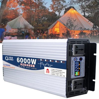 ELOMAS Pure Sine Wave Inverter,6000W 8000W 10000W 12000W Power Inverter,Dc 12V 24V 48V 60V 72V to Ac 110V 220V Car Inverter,with LCD Display and Ac Outlets Power Converter,6000W-24Vto110V