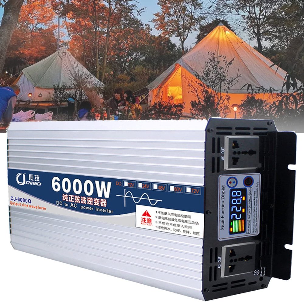 ELOMAS Pure Sine Wave Inverter,6000W 8000W 10000W 12000W Power Inverter,Dc 12V 24V 48V 60V 72V to Ac 110V 220V Car Inverter,with LCD Display and Ac Outlets Power Converter,6000W-24Vto110V