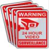 4 Pack of Video Surveillance Signs for Private Properties to Prevent No Trespassing. 10" by 7", Aluminum, Indoor Or Outdoor Use for your Home, Business, CCTV Security Cameras, With All Weather UV Protected & Waterproof Construction. (4 PACK) view 1