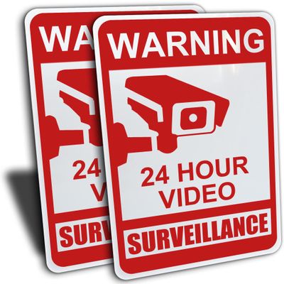 2 Pack of Video Surveillance Signs for Private Properties to Prevent No Trespassing. 10" by 7", Aluminum, Indoor Or Outdoor Use for your Home, Business, CCTV Security Cameras, With All Weather UV Protected & Waterproof Construction. (2 PACK)
