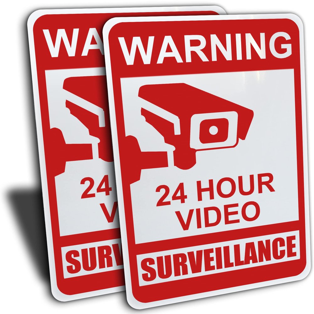 2 Pack of Video Surveillance Signs for Private Properties to Prevent No Trespassing. 10" by 7", Aluminum, Indoor Or Outdoor Use for your Home, Business, CCTV Security Cameras, With All Weather UV Protected & Waterproof Construction. (2 PACK)
