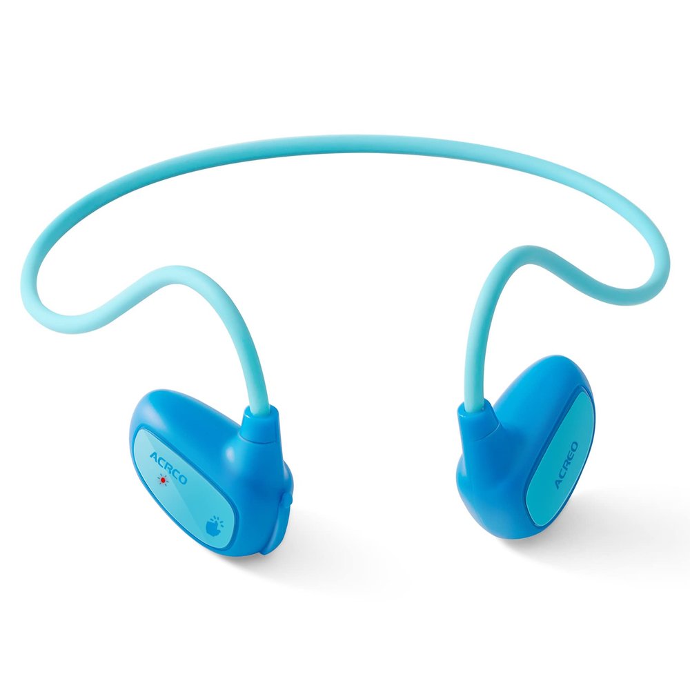 ACREO Open Ear Bluetooth Wireless Headphones with MIC for Children, OpenBuds Kids, Ultra-Light, Portable and Safer for iPad, Tablet or Computers (Navy Blue)