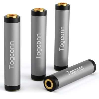 1/8 Inch TRS AUX Female to Female Gold-Plated Coupler (4 Pack),1/8" Stereo Jack to 1/8" Stereo Jack Adapter, 3.5mm Stereo Extension Audio Aux Cord Converter Connector for Headphones, Car Stereo