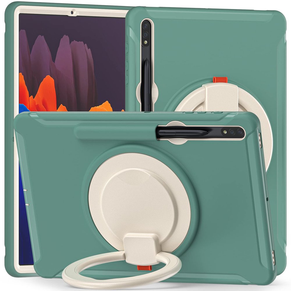 AdirMi Case for Samsung Galaxy Tab S7 Plus 12.4 Inch 2020 Model (SM-T970/T975/T976/T978), [15ft Drop Protection] Shockproof Handle Stand Rugged Cover with 360 Rotatable Kickstand, S Pen Holder,H
