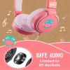 Planet Buddies Kids Headphones, On Ear Wired Headphones for Kids, 85db Volume Limiter, Safe Foldable Wired Earphones for Kids with Microphone, Kids Headset for School, Travel, Pink Owl view 2