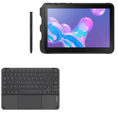 BoxWave Keyboard Compatible with Samsung Galaxy Tab Active4 Pro - SlimKeys Bluetooth Keyboard with Trackpad, Portable Slim TouchPad - Jet Black