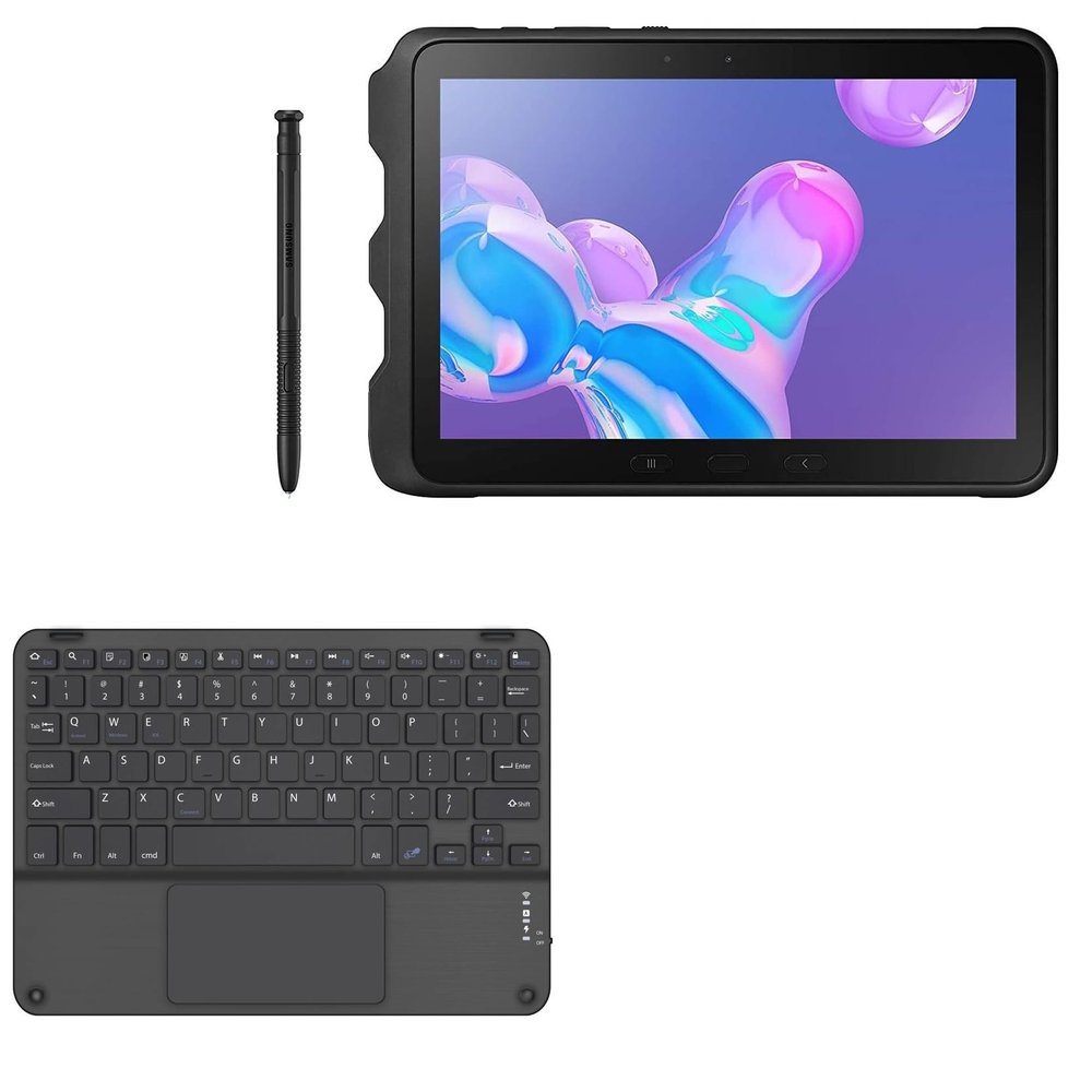 BoxWave Keyboard Compatible with Samsung Galaxy Tab Active4 Pro - SlimKeys Bluetooth Keyboard with Trackpad, Portable Slim TouchPad - Jet Black