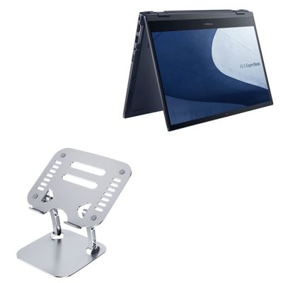 BoxWave Stand and Mount Compatible with ASUS ExpertBook B5 Flip (B5302F) - Executive VersaView Laptop Stand, Ergonomic Adjustable Viewing Angle Metallic Riser - Metallic Silver