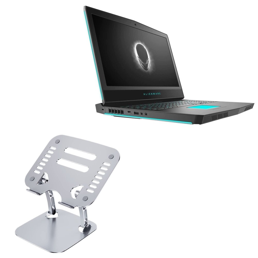 BoxWave Stand and Mount Compatible with Alienware m17 Gaming (R5) - Executive VersaView Laptop Stand, Ergonomic Adjustable Viewing Angle Metallic Riser - Metallic Silver