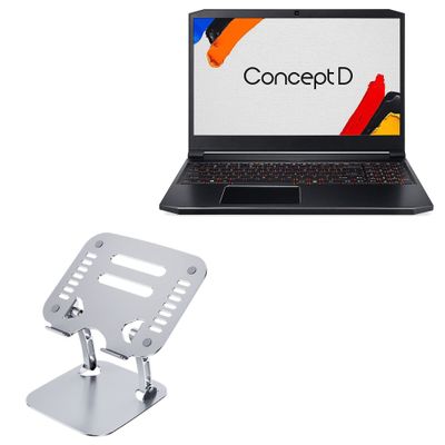 BoxWave Stand and Mount Compatible with Acer ConceptD 5 Pro (CN517-71P) - Executive VersaView Laptop Stand, Ergonomic Adjustable Viewing Angle Metallic Riser - Metallic Silver