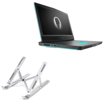BoxWave Stand and Mount Compatible with Alienware m17 Gaming (R5) - Compact QuickSwitch Stand, Portable Multi Angle Viewing Foldable Riser - Metallic Silver