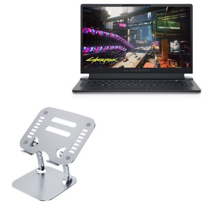 BoxWave Stand and Mount Compatible with Alienware x15 Gaming (R2) - Executive VersaView Laptop Stand, Ergonomic Adjustable Viewing Angle Metallic Riser - Metallic Silver