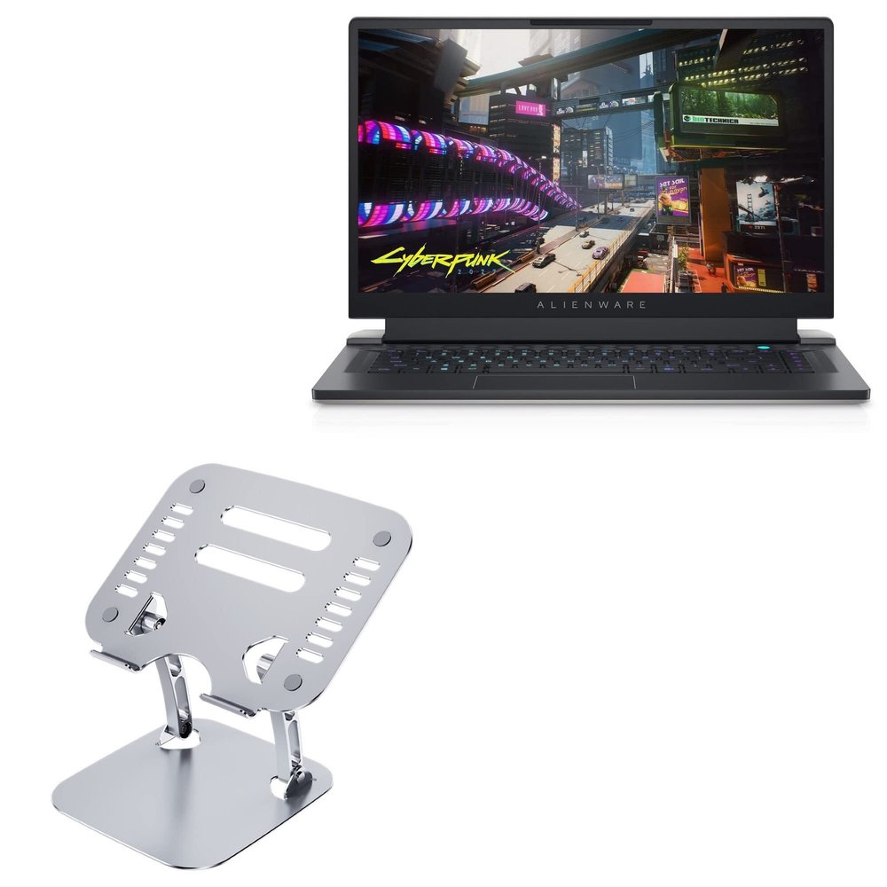 BoxWave Stand and Mount Compatible with Alienware x15 Gaming (R2) - Executive VersaView Laptop Stand, Ergonomic Adjustable Viewing Angle Metallic Riser - Metallic Silver