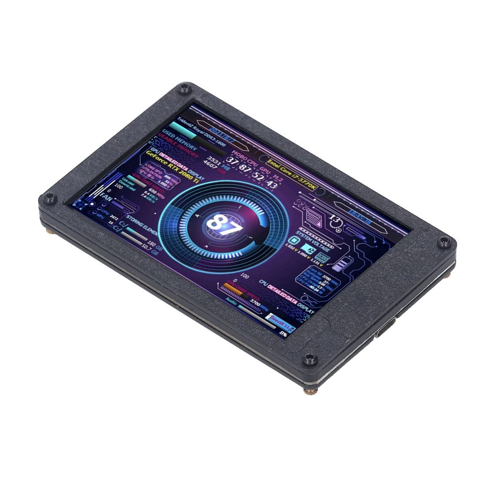 USB Mini Screen, Mini Size Energy Saving Customizable Computer Temp Monitor 3.5in Multifunctional for Company (with Elbow Line)
