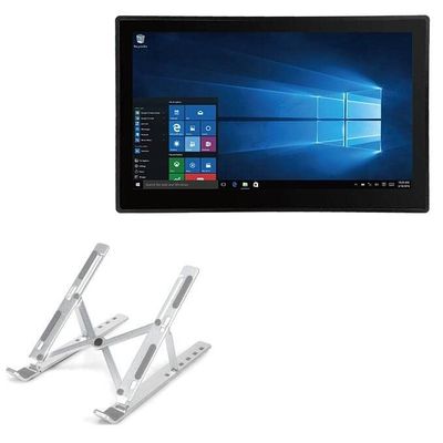 BoxWave Stand and Mount Compatible with Emdoor EM-PPC10S - Compact QuickSwitch Stand, Portable Multi Angle Viewing Foldable Riser - Metallic Silver